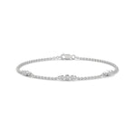 Round Brilliant Cut Lab-Grown Diamond Bezel Trio Station Bracelet in White Gold