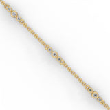 Round Brilliant Cut Lab-Grown Diamond Bezel Trio Station Bracelet in Yellow Gold