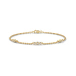 Round Brilliant Cut Lab-Grown Diamond Bezel Trio Station Bracelet in Yellow Gold