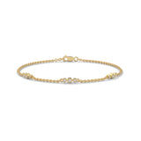 Round Brilliant Cut Lab-Grown Diamond Bezel Trio Station Bracelet in Yellow Gold
