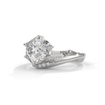 Round Brilliant Cut Lab-Grown Diamond Bypass Engagement Ring in White Gold