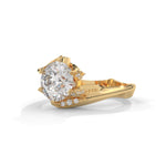 Round Brilliant Cut Lab-Grown Diamond Bypass Engagement Ring in Yellow Gold