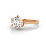 Round Brilliant Cut Lab-Grown Diamond Cathedral Solitaire Engagement Ring in Rose Gold