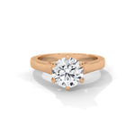 Round Brilliant Cut Lab-Grown Diamond Cathedral Solitaire Engagement Ring in Rose Gold