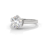 Round Brilliant Cut Lab-Grown Diamond Cathedral Solitaire Engagement Ring in White Gold