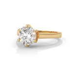 Round Brilliant Cut Lab-Grown Diamond Cathedral Solitaire Engagement Ring in Yellow Gold