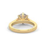 Round Brilliant Cut Lab-Grown Diamond Cathedral Solitaire Engagement Ring in Yellow Gold