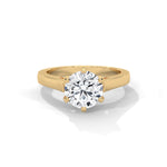 Round Brilliant Cut Lab-Grown Diamond Cathedral Solitaire Engagement Ring in Yellow Gold