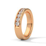 Round Brilliant Cut Lab-Grown Diamond Channel-Set Half-Eternity Ring in Rose Gold