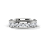 Round Brilliant Cut Lab-Grown Diamond Channel-Set Half-Eternity Ring in White Gold