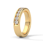 Round Brilliant Cut Lab-Grown Diamond Channel-Set Half-Eternity Ring in Yellow Gold