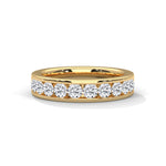 Round Brilliant Cut Lab-Grown Diamond Channel-Set Half-Eternity Ring in Yellow Gold