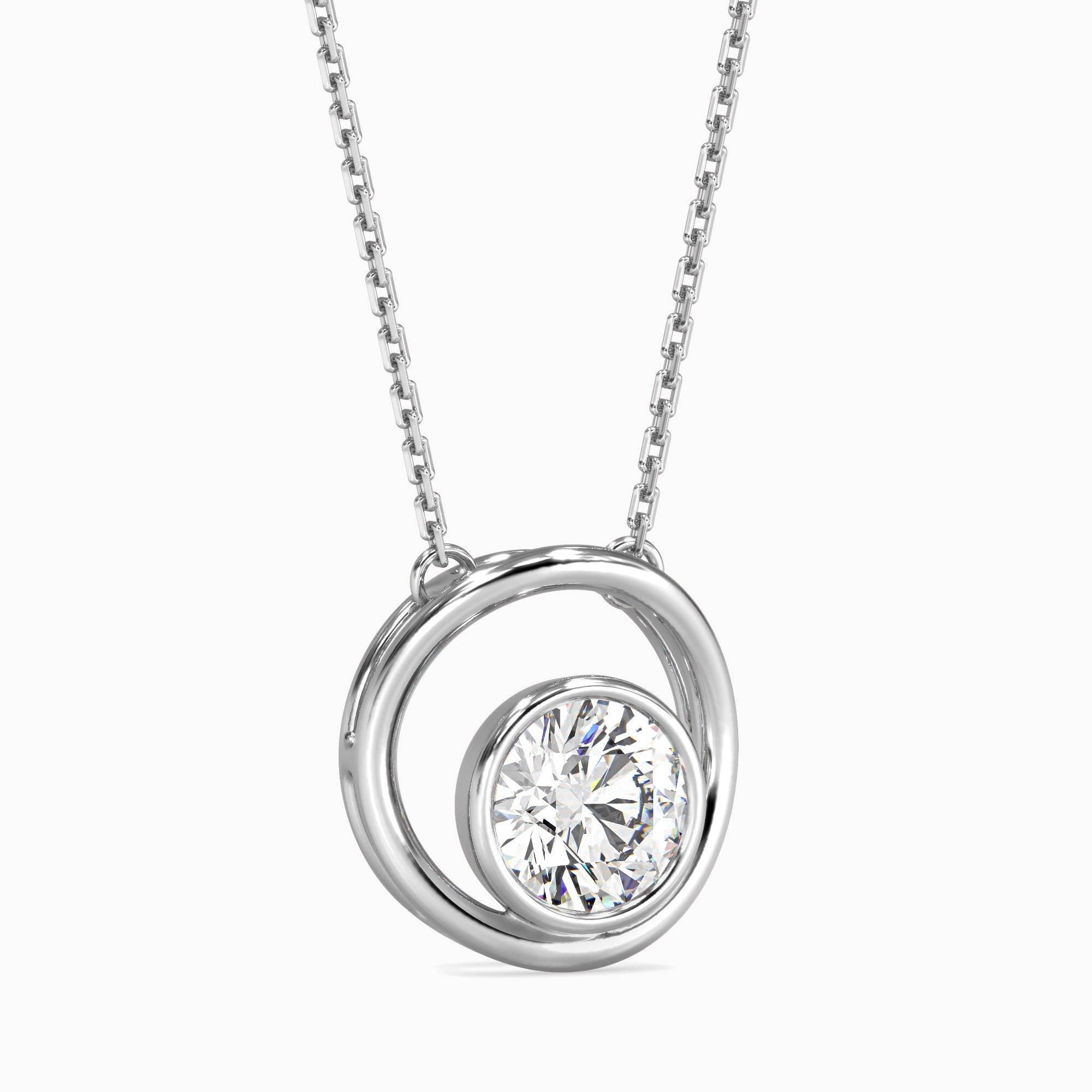 Round Brilliant Cut Lab-Grown Diamond Circle Pendant in White Gold