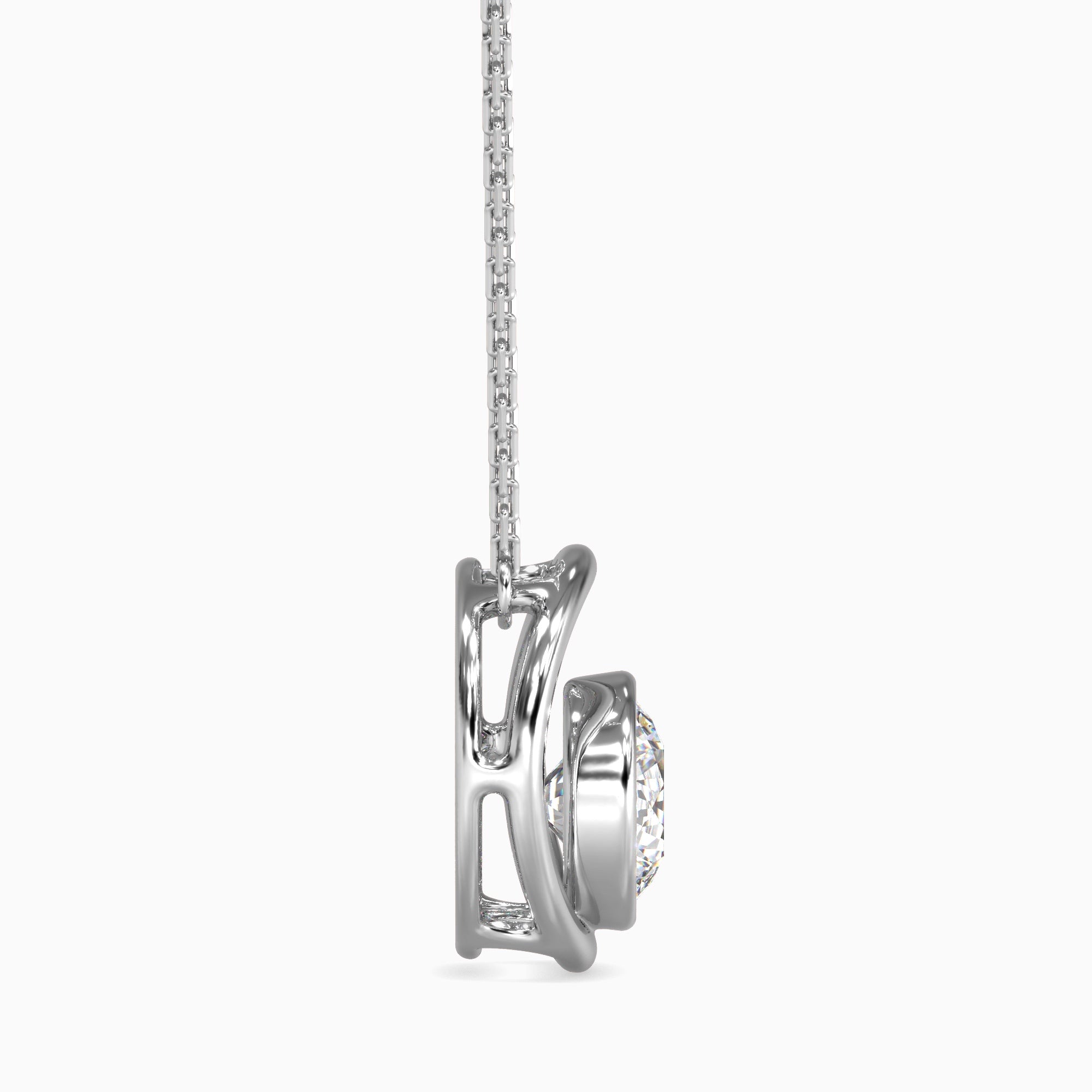 Round Brilliant Cut Lab-Grown Diamond Circle Pendant in White Gold