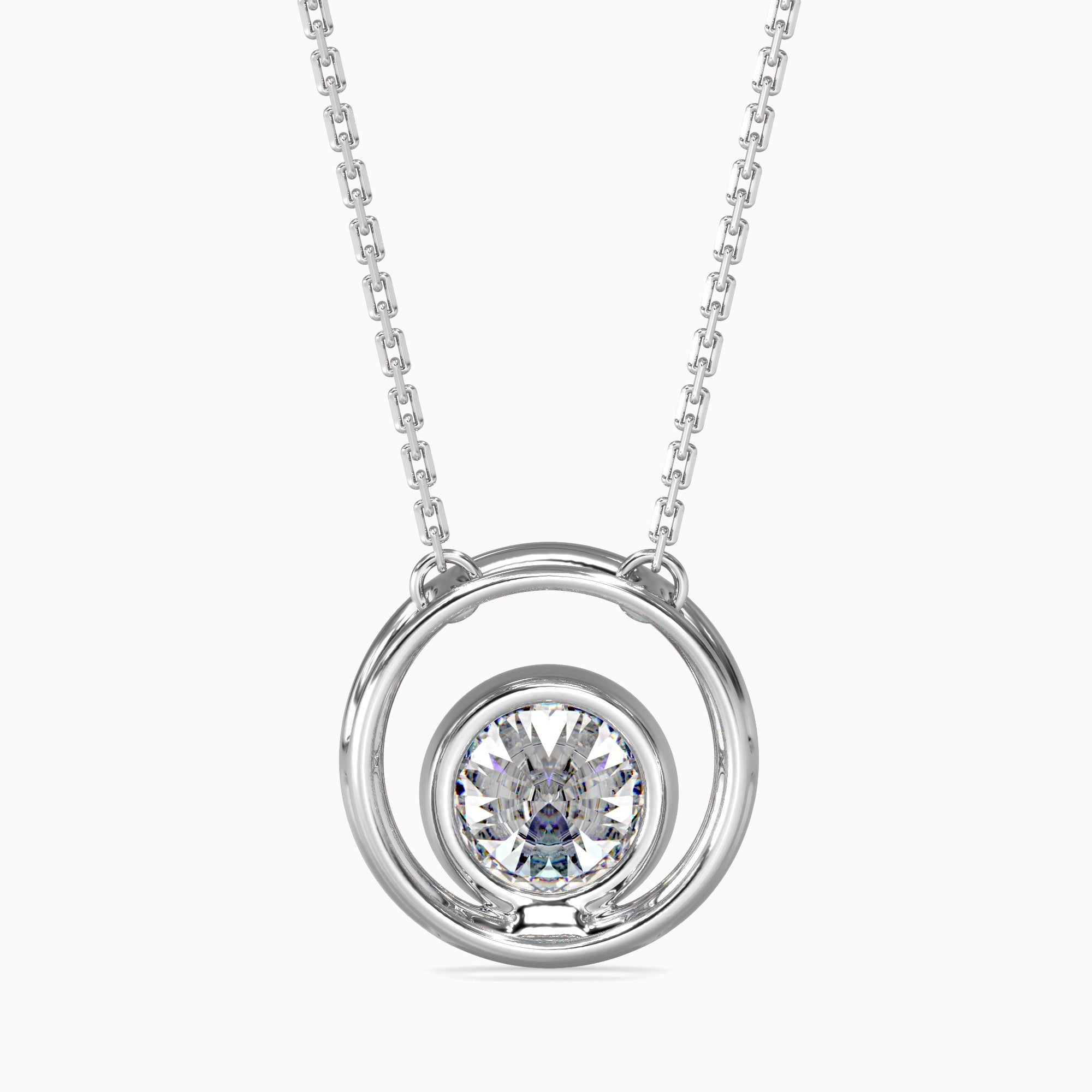 Round Brilliant Cut Lab-Grown Diamond Circle Pendant in White Gold