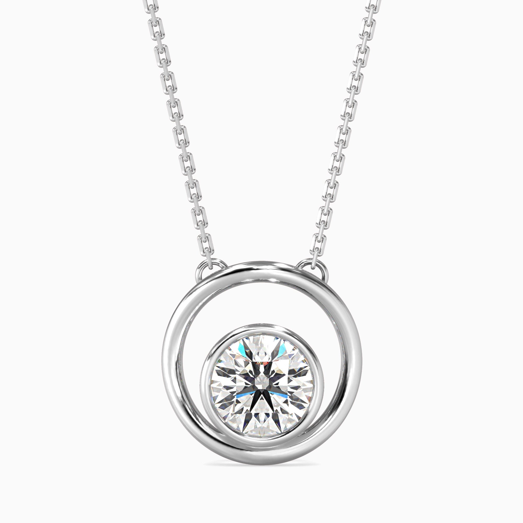 Round Brilliant Cut Lab-Grown Diamond Circle Pendant in White Gold