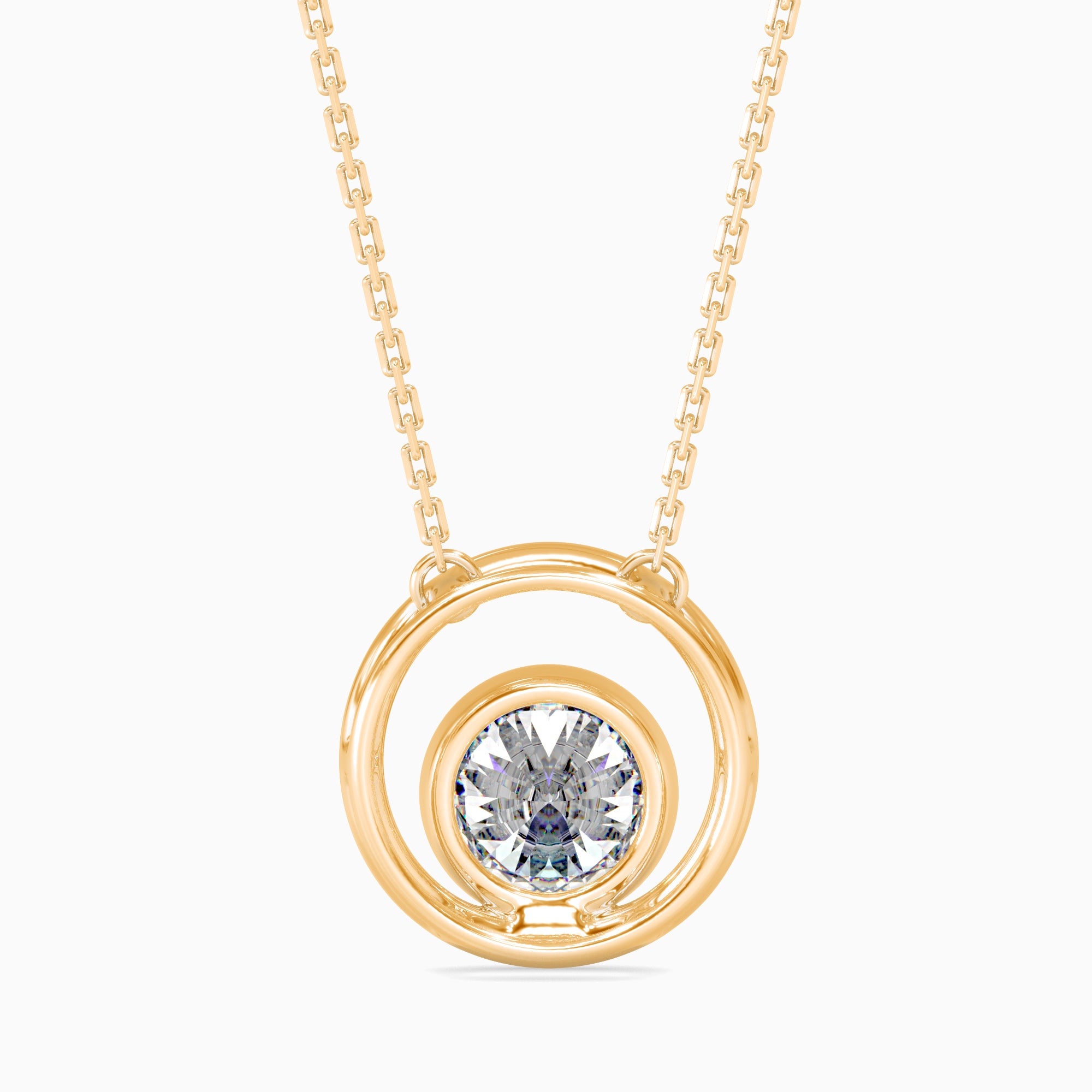 Round Brilliant Cut Lab-Grown Diamond Circle Pendant in Yellow Gold