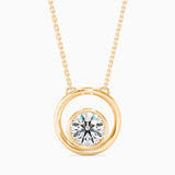 Round Brilliant Cut Lab-Grown Diamond Circle Pendant in Yellow Gold