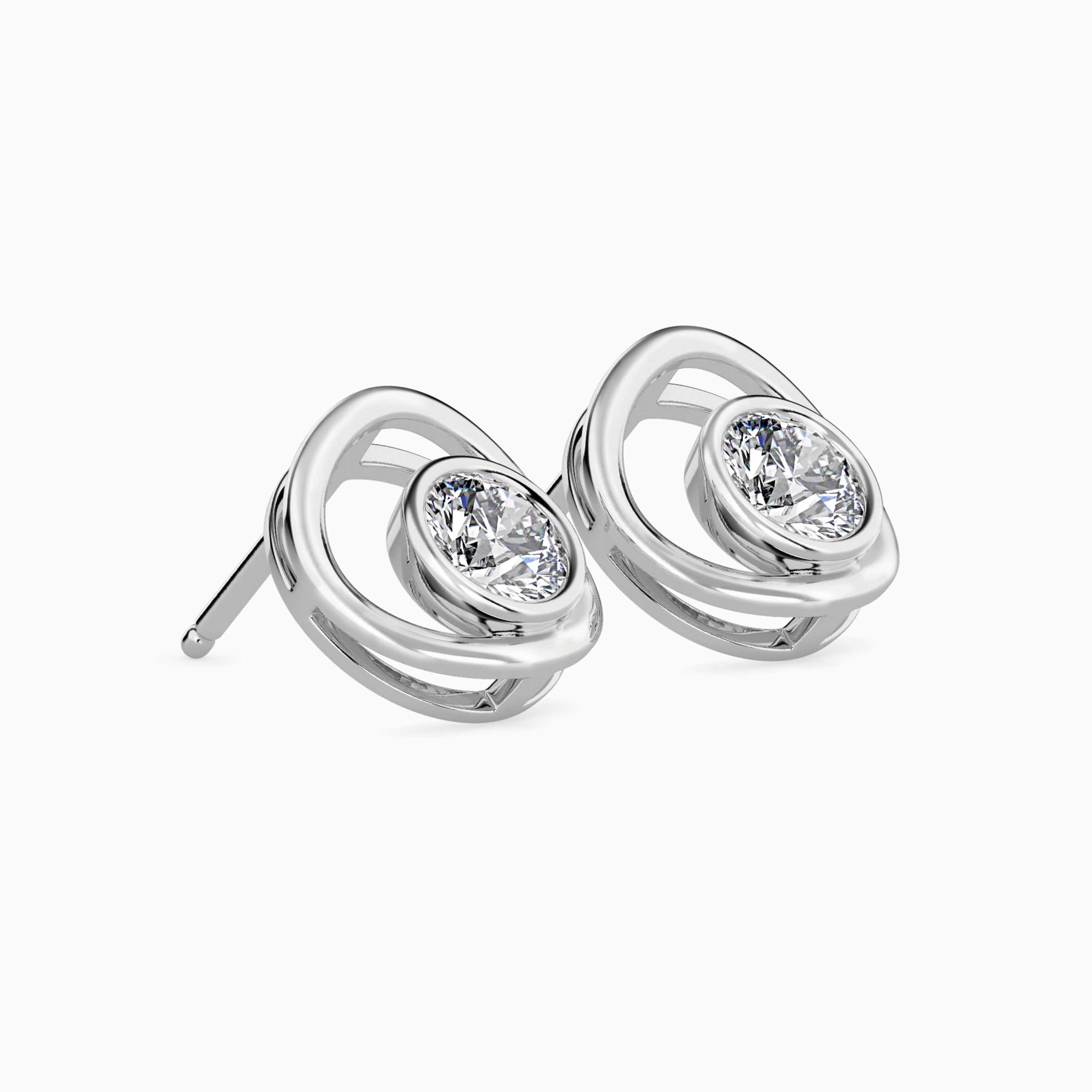 Round Brilliant Cut Lab-Grown Diamond Circle Stud Earrings in White Gold