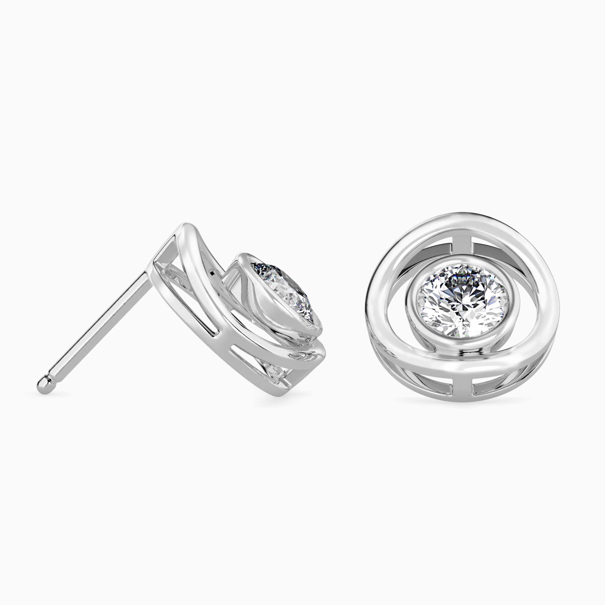 Round Brilliant Cut Lab-Grown Diamond Circle Stud Earrings in White Gold