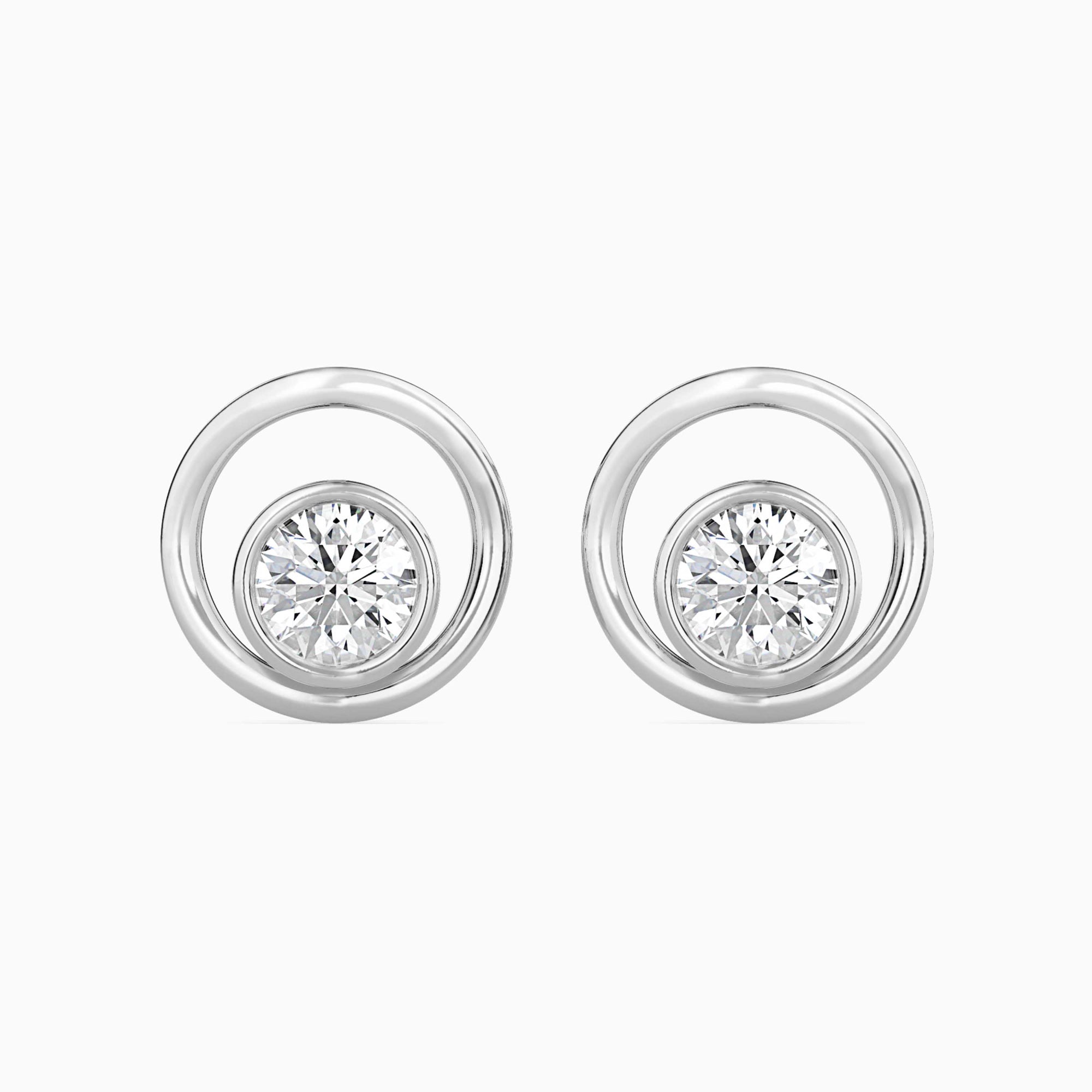 Round Brilliant Cut Lab-Grown Diamond Circle Stud Earrings in White Gold