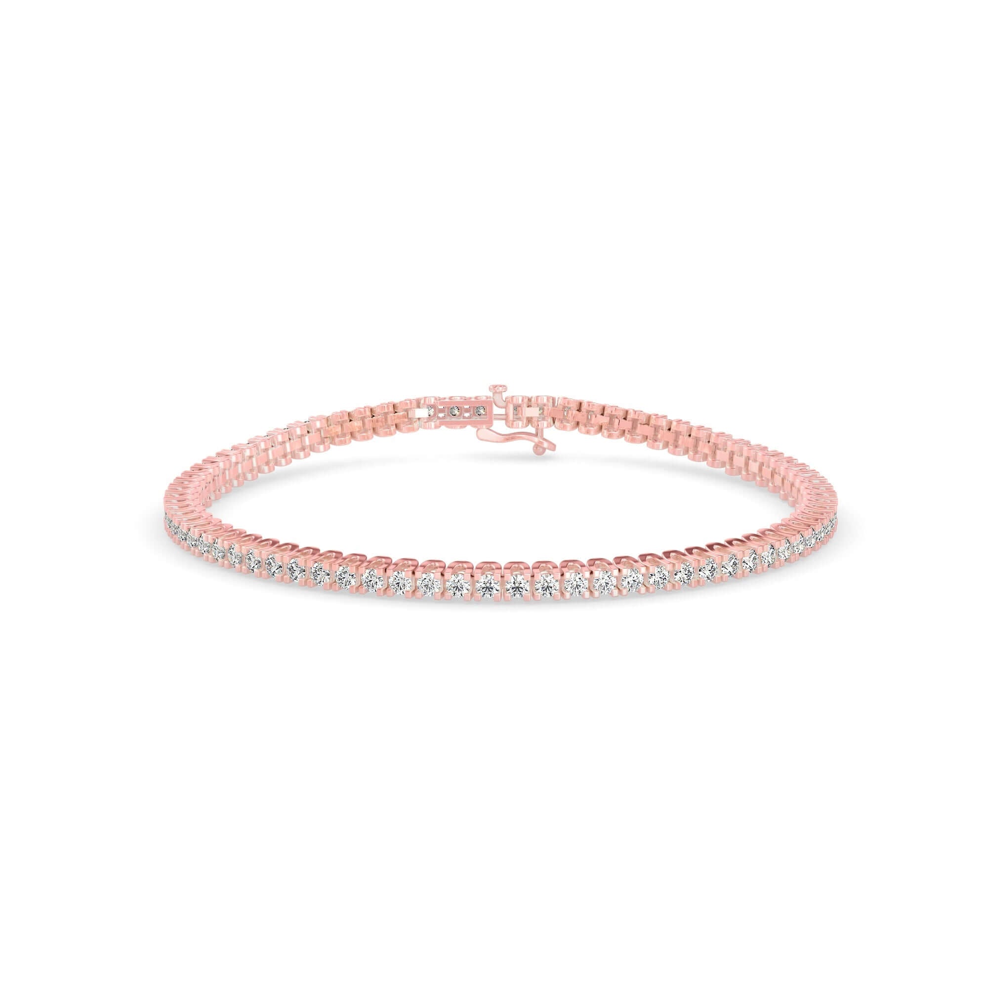 Round Brilliant Cut Lab-Grown Diamond Classic Tennis Bracelet in Rose Gold