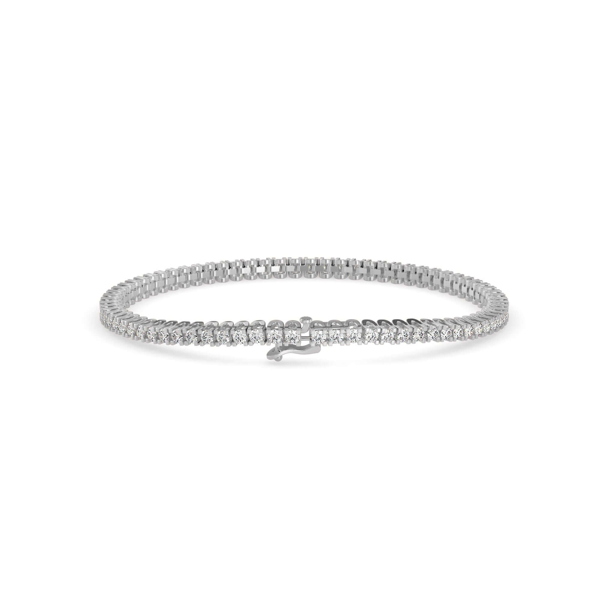 Round Brilliant Cut Lab-Grown Diamond Classic Tennis Bracelet in White Gold