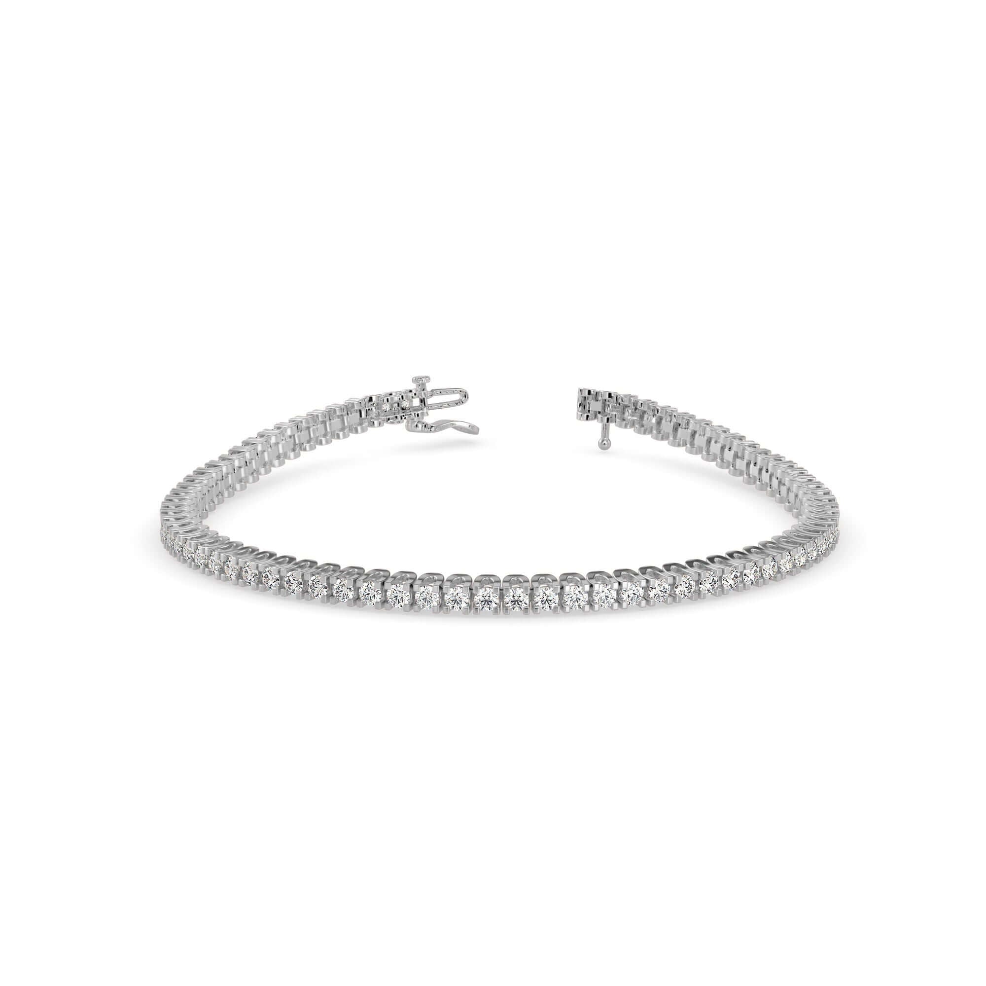 Round Brilliant Cut Lab-Grown Diamond Classic Tennis Bracelet in White Gold