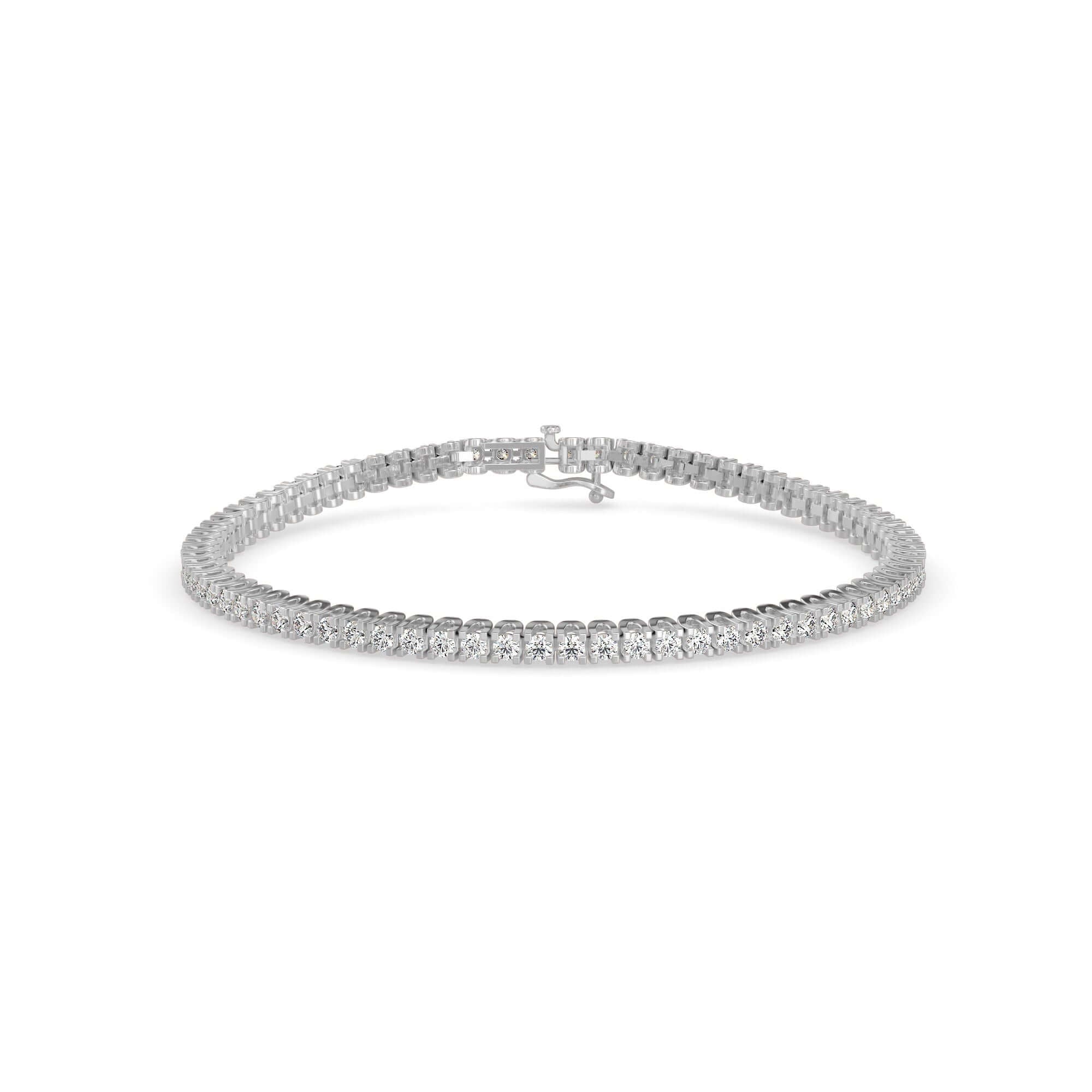 Round Brilliant Cut Lab-Grown Diamond Classic Tennis Bracelet in White Gold