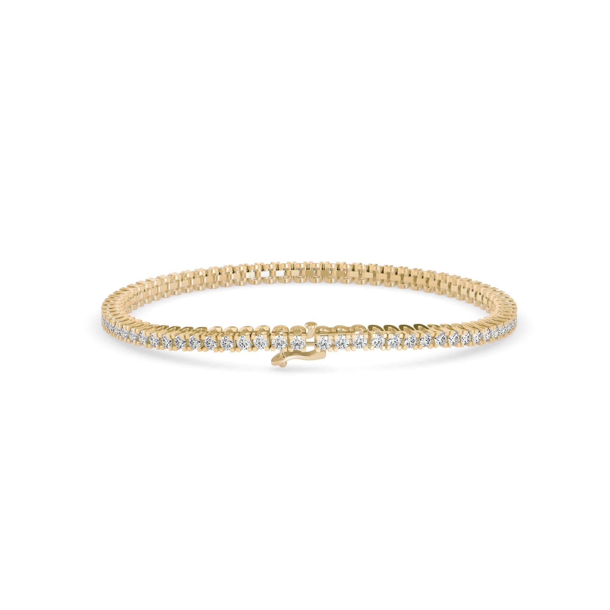 Round Brilliant Cut Lab-Grown Diamond Classic Tennis Bracelet in Yellow Gold