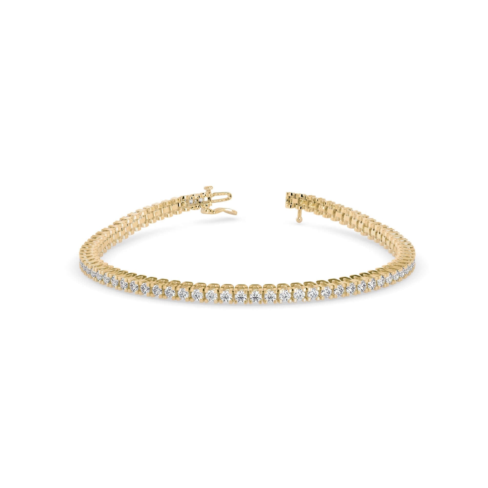 Round Brilliant Cut Lab-Grown Diamond Classic Tennis Bracelet in Yellow Gold