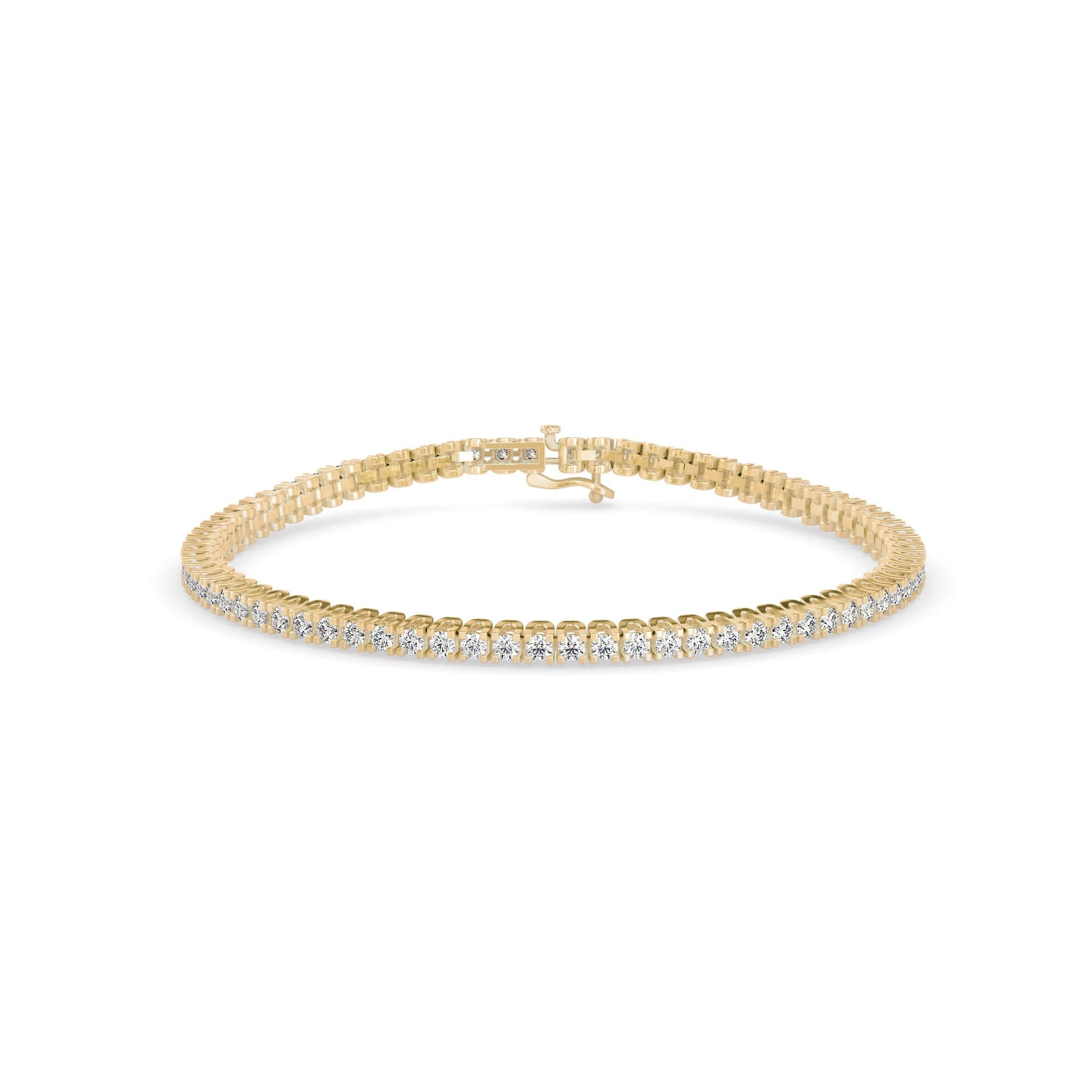 Round Brilliant Cut Lab-Grown Diamond Classic Tennis Bracelet in Yellow Gold