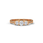 Round Brilliant Cut Lab-Grown Diamond Classic Three-Stone Engagement Ring in Rose Gold