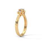Round Brilliant Cut Lab-Grown Diamond Classic Three-Stone Engagement Ring in Yellow Gold