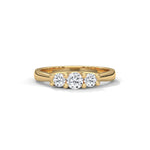 Round Brilliant Cut Lab-Grown Diamond Classic Three-Stone Engagement Ring in Yellow Gold
