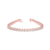 Round Brilliant Cut Lab-Grown Diamond Clover Cluster Tennis Bracelet in Rose Gold