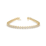 Round Brilliant Cut Lab-Grown Diamond Clover Cluster Tennis Bracelet in Yellow Gold