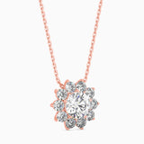 Round Brilliant Cut Lab-Grown Diamond Cluster Floral Pendant in Rose Gold