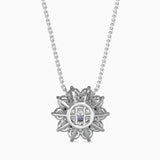 Round Brilliant Cut Lab-Grown Diamond Cluster Floral Pendant in White Gold