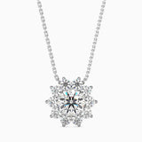 Round Brilliant Cut Lab-Grown Diamond Cluster Floral Pendant in White Gold