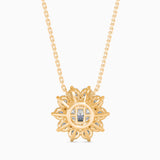 Round Brilliant Cut Lab-Grown Diamond Cluster Floral Pendant in Yellow Gold