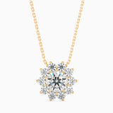 Round Brilliant Cut Lab-Grown Diamond Cluster Floral Pendant in Yellow Gold