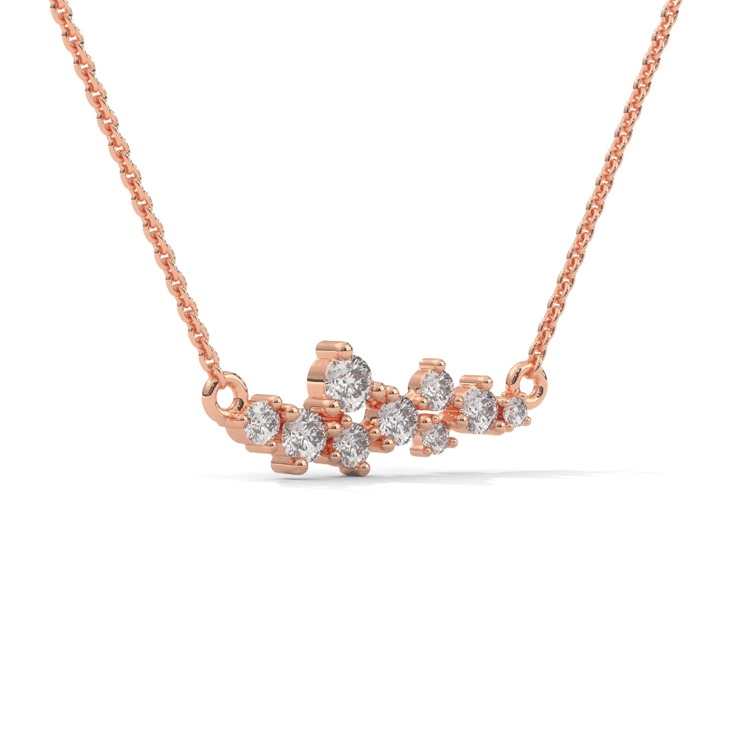 Round Brilliant Cut Lab-Grown Diamond Cluster Pendant in Rose Gold