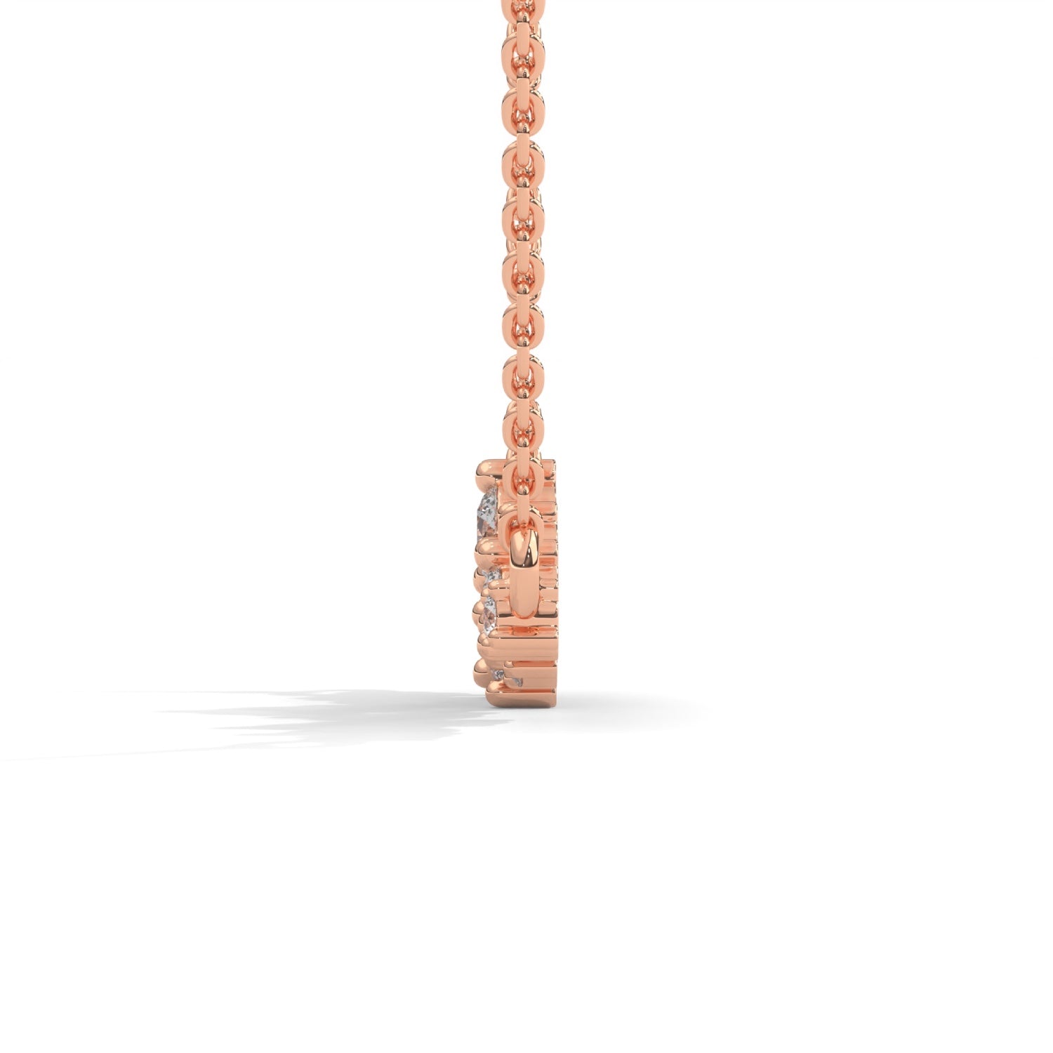 Round Brilliant Cut Lab-Grown Diamond Cluster Pendant in Rose Gold