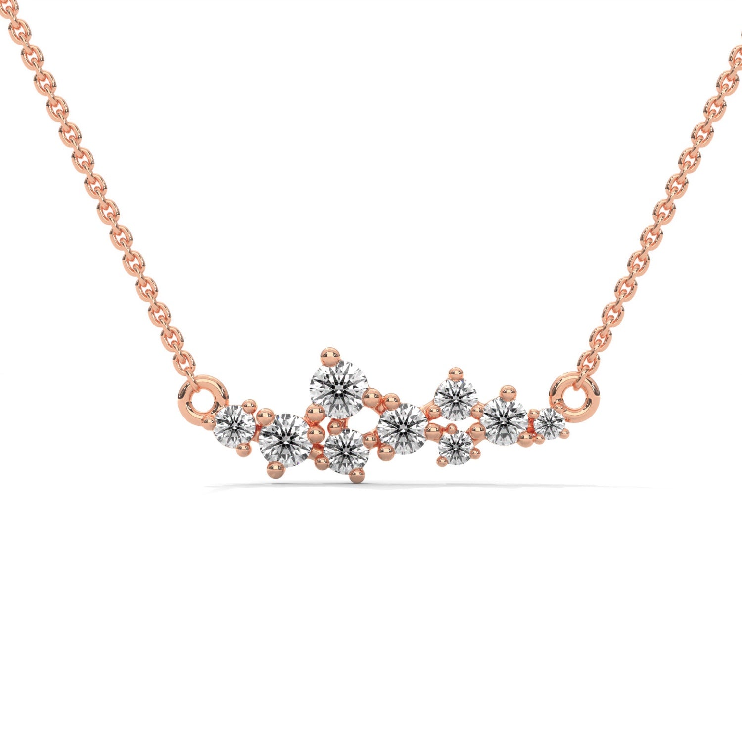 Round Brilliant Cut Lab-Grown Diamond Cluster Pendant in Rose Gold