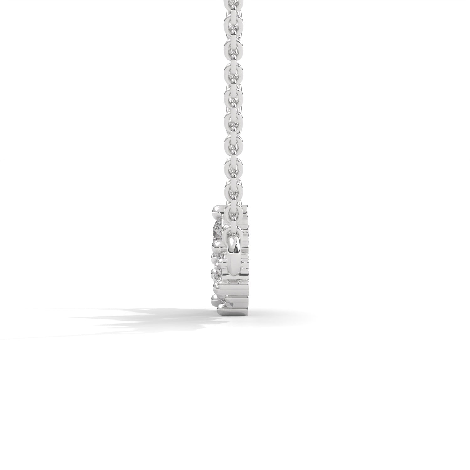 Round Brilliant Cut Lab-Grown Diamond Cluster Pendant in White Gold