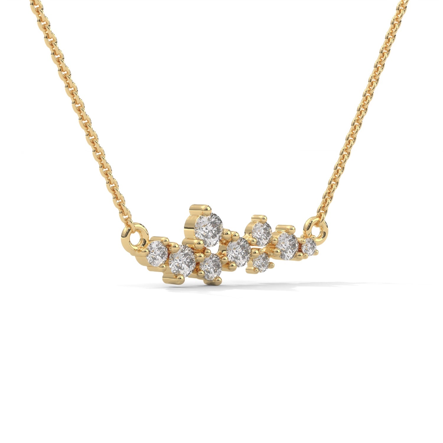 Round Brilliant Cut Lab-Grown Diamond Cluster Pendant in Yellow Gold