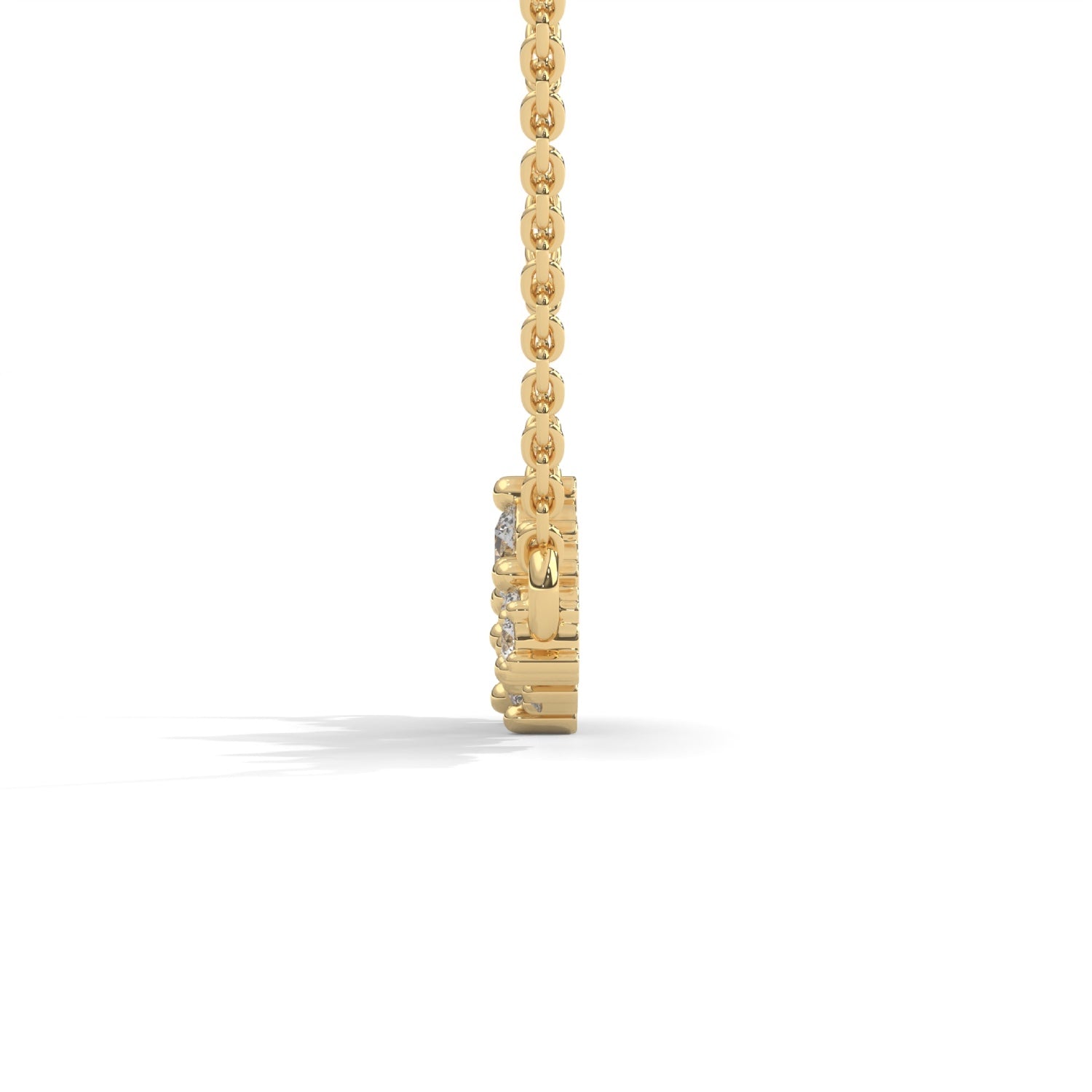 Round Brilliant Cut Lab-Grown Diamond Cluster Pendant in Yellow Gold