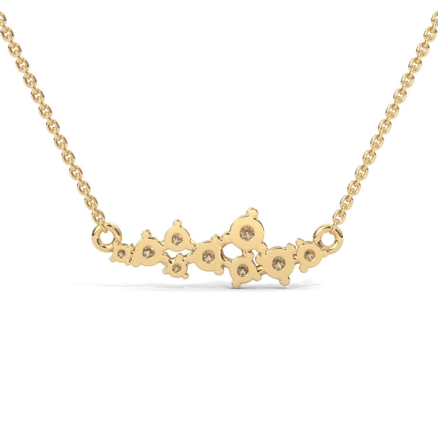 Round Brilliant Cut Lab-Grown Diamond Cluster Pendant in Yellow Gold