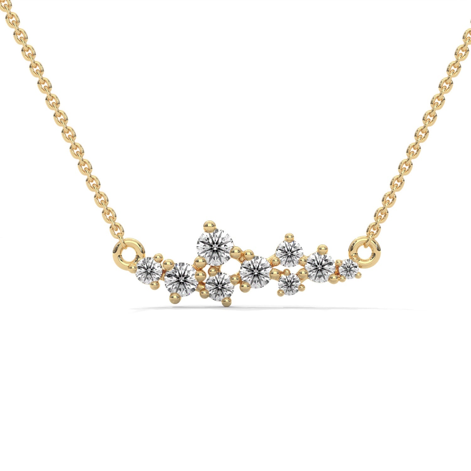 Round Brilliant Cut Lab-Grown Diamond Cluster Pendant in Yellow Gold